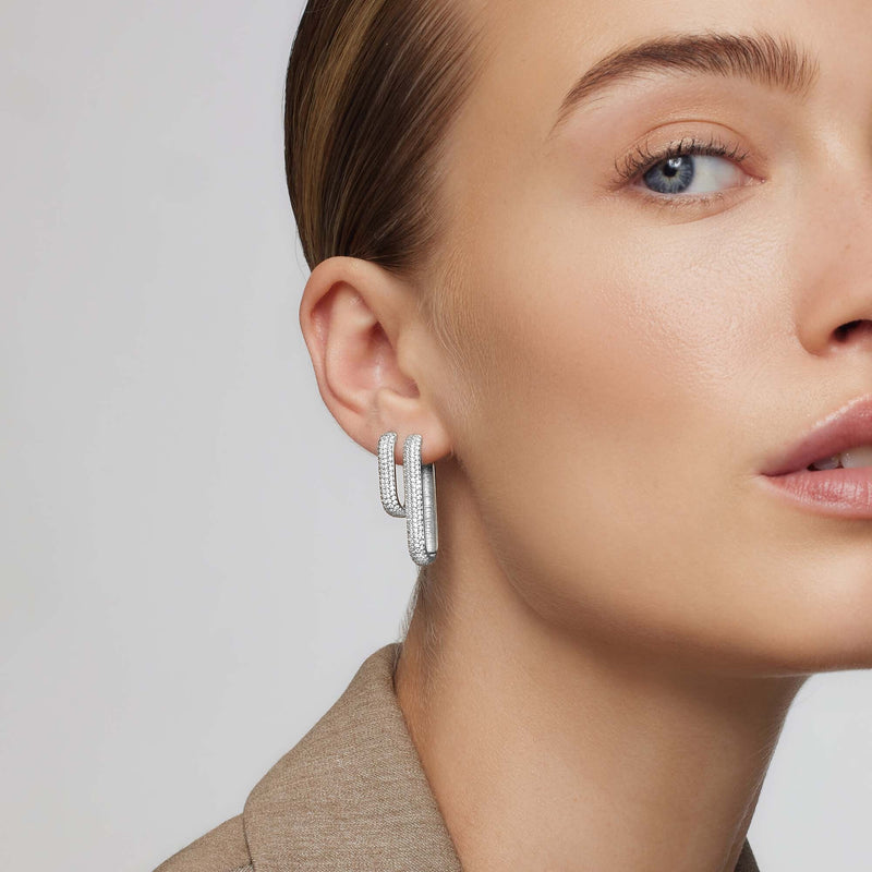 White Gold Iconic Pavé Hoop Earrings