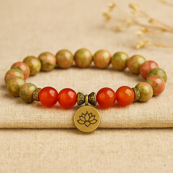 Jasper and Carnelian Beaded Mala Bracelets