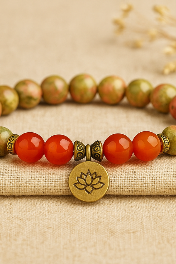 Jasper and Carnelian Beaded Mala Bracelets
