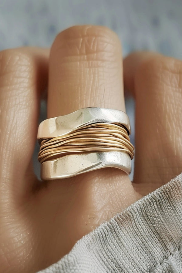 Christina - Silver and Gold Threaded Ring