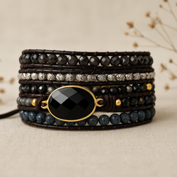 Moonlit Onyx Wrap Bracelet