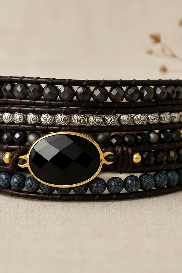 Moonlit Onyx Wrap Bracelet