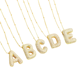 Gold Initial Necklace in Bubble Letter Style