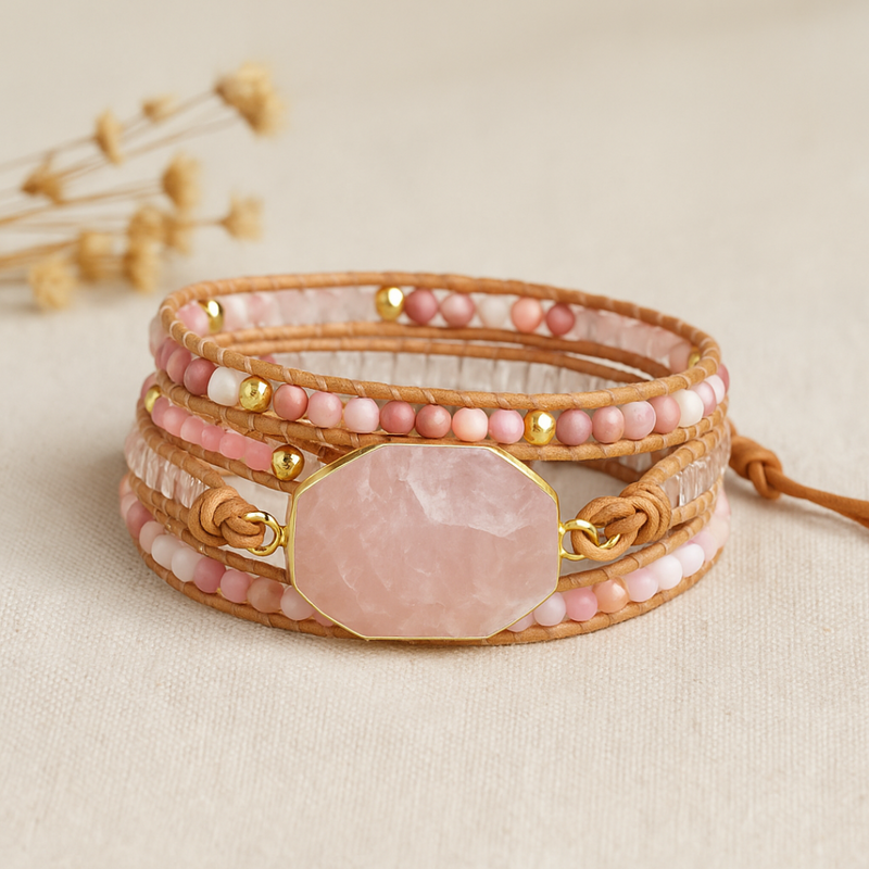 Heart Chakra Bracelet with Rose Quartz