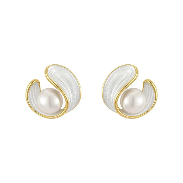 Anastasia - Elegant Gold Earrings Featuring White Opals