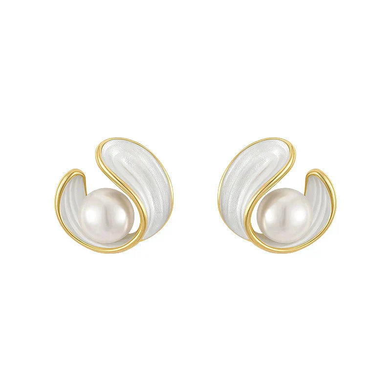 Anastasia - Elegant Gold Earrings Featuring White Opals
