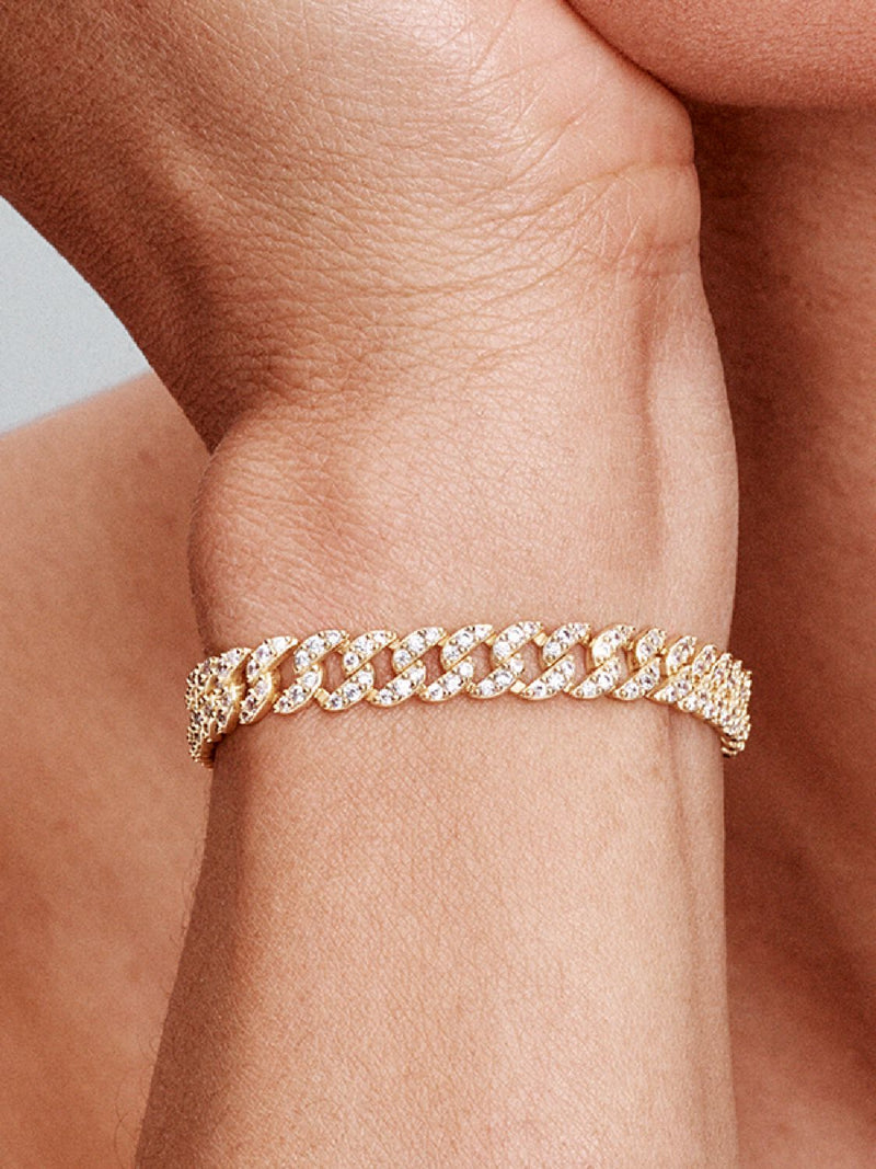 Daisy - Gold Moissanite Cuban Bracelet