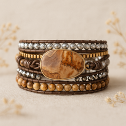Artisan Crafted Natural Jasper Wrap Bracelet