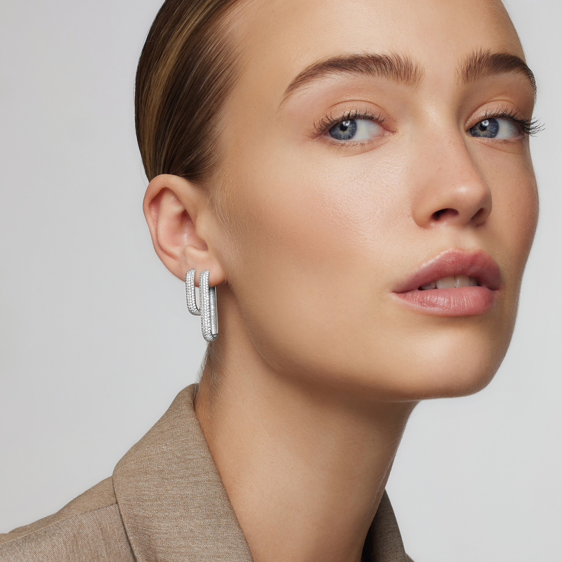 White Gold Iconic Pavé Hoop Earrings