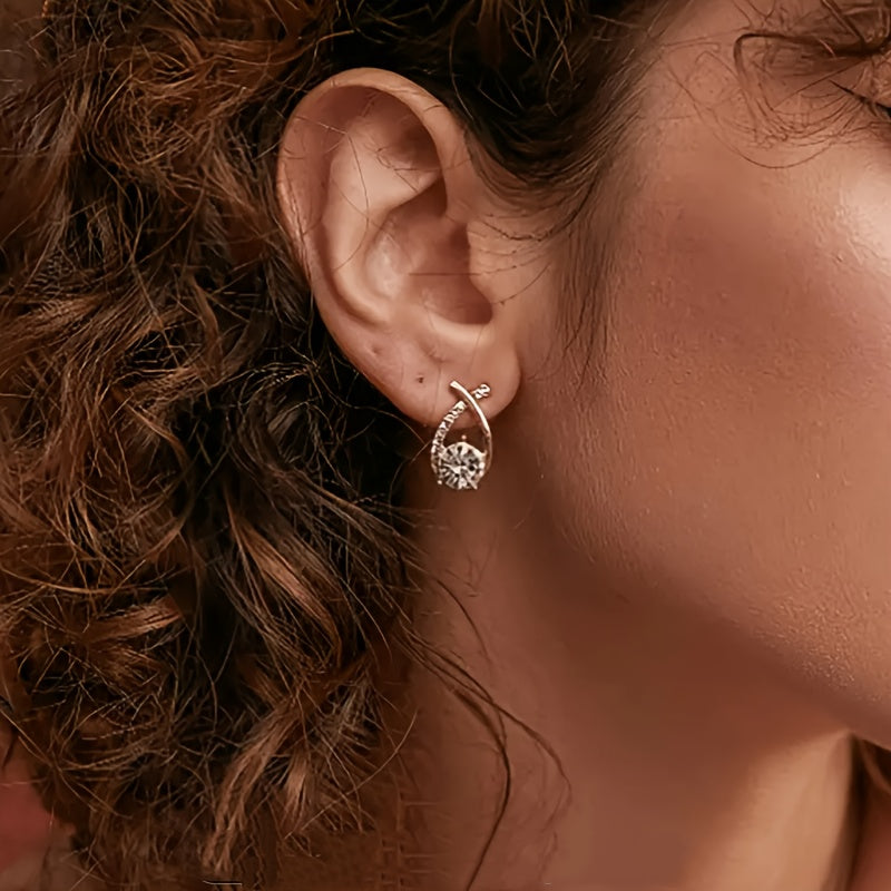 Hope - Golden Cross Zirconia Stud Earrings