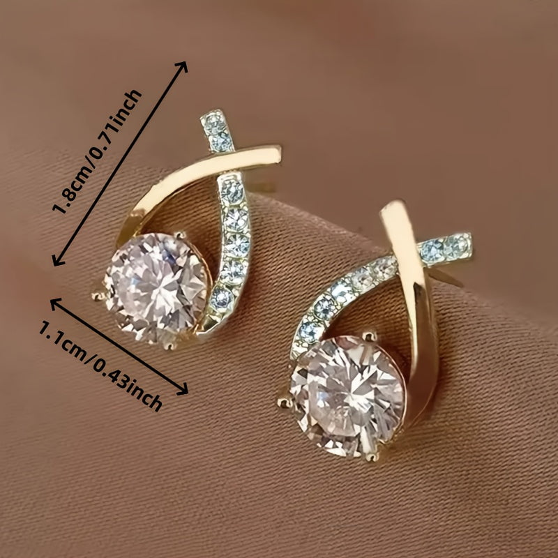 Hope - Golden Cross Zirconia Stud Earrings