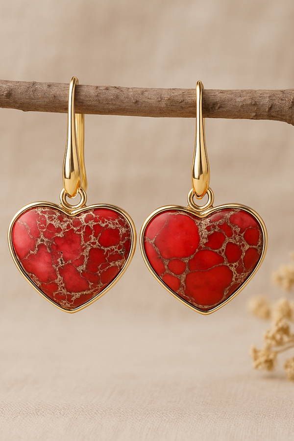 Jasper Heart-Shaped Drop Earrings