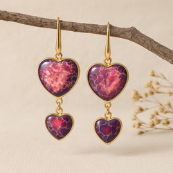 Double Heart Drop Earrings
