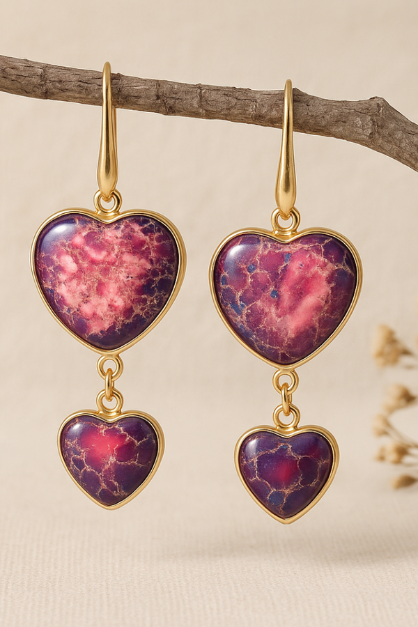 Double Heart Drop Earrings