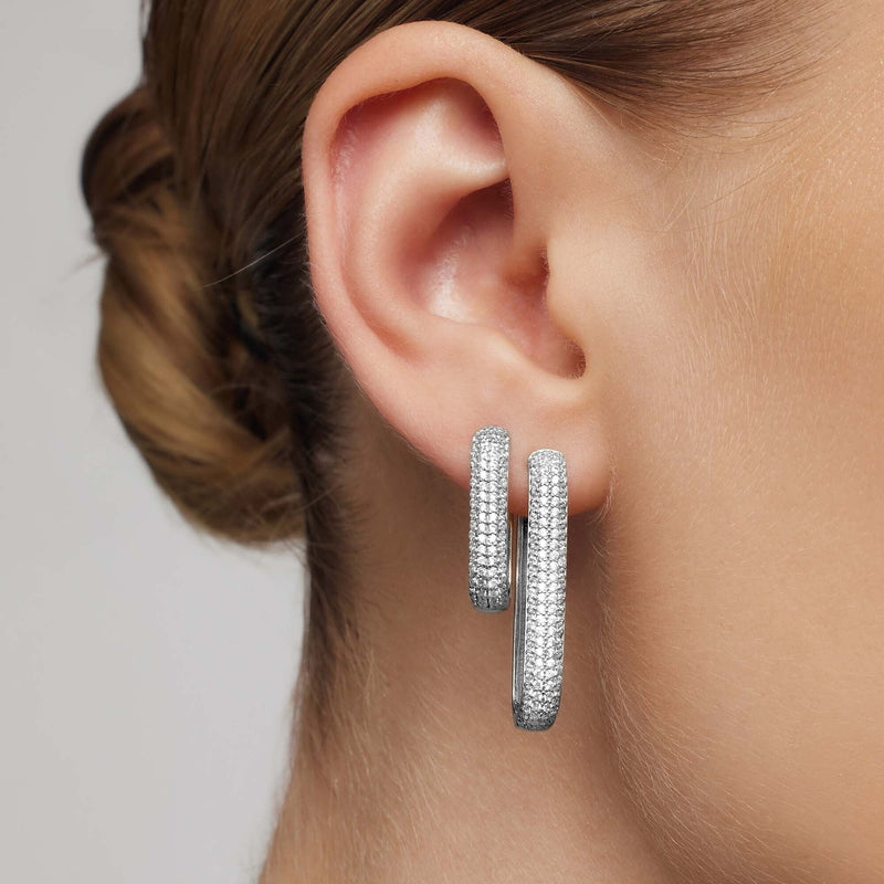 White Gold Iconic Pavé Hoop Earrings