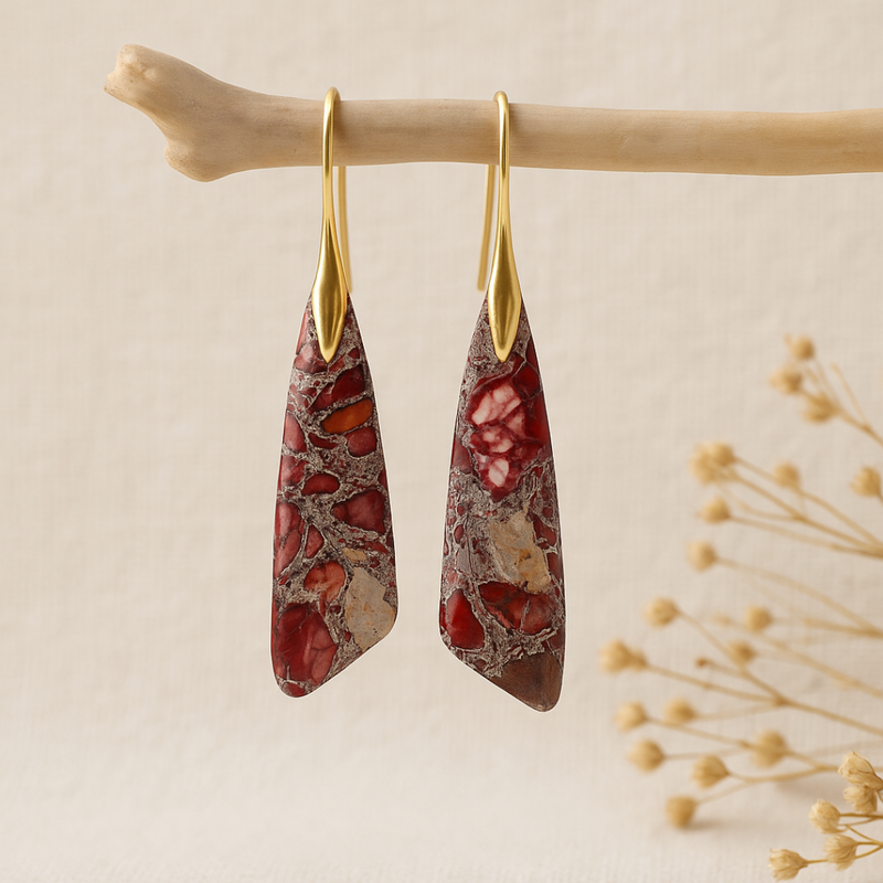 Crimson Regalite Drop Earrings