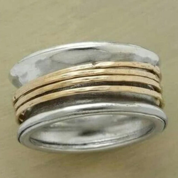 Grace - Minimalist Wide Ring with Two-Tone Design