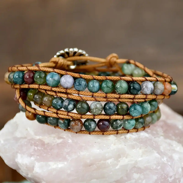 Flower Harmony Bracelet with Green Agate