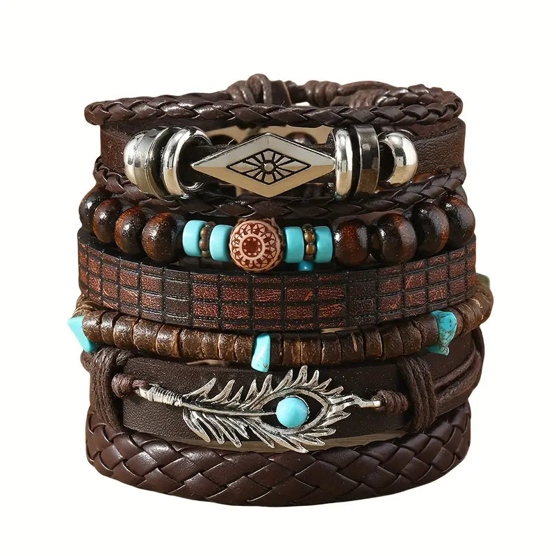 Bohemian Leather and Beaded Bracelet Collection