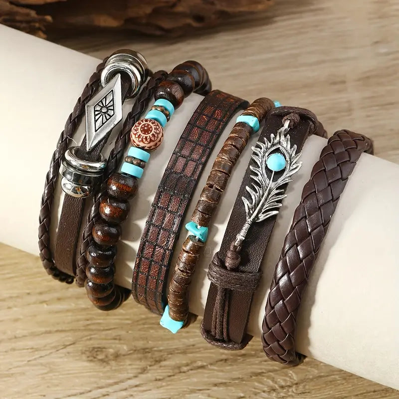 Bohemian Leather and Beaded Bracelet Collection