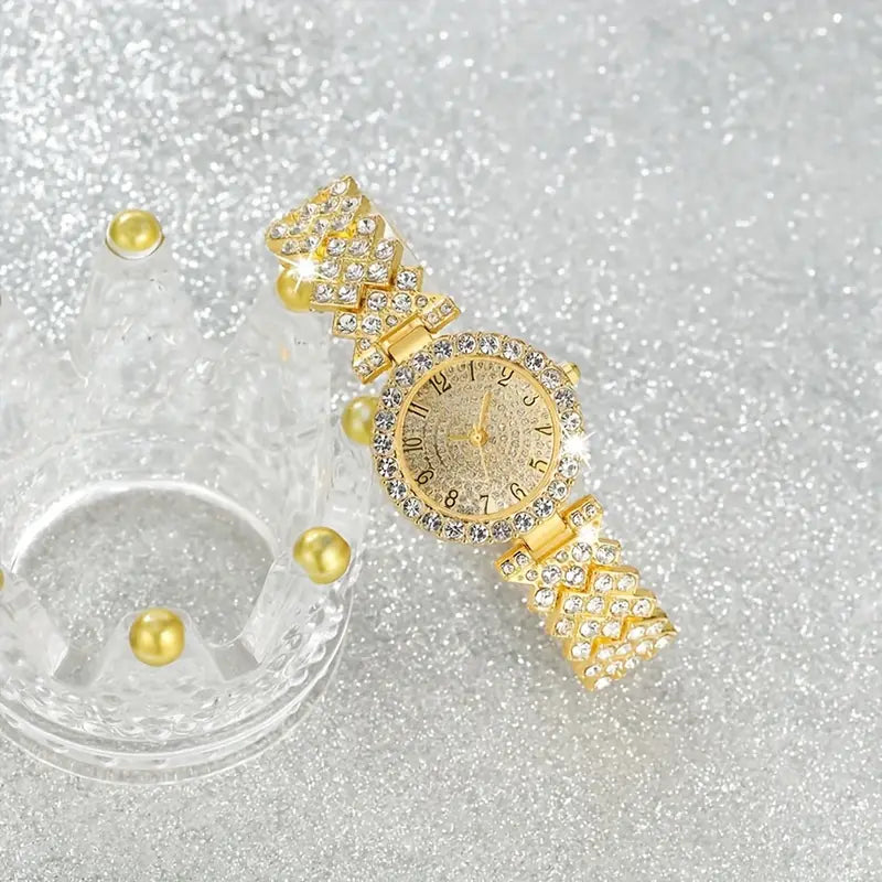 Elegant Gold Watch and Bracelet Set | Luxe Radiance Collection