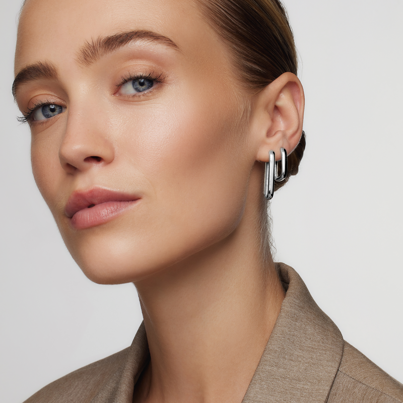 White Gold Large Icon Hoop Earrings