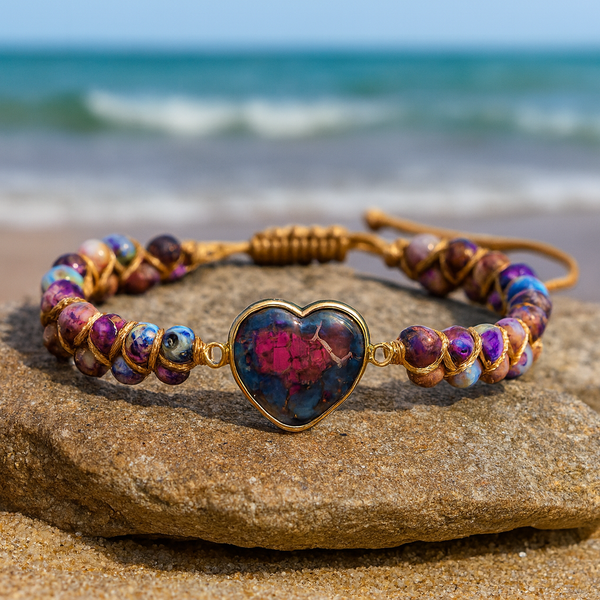 Jasper Heart Charm Bracelet