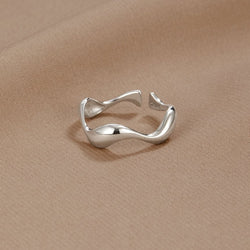 Elle - Adjustable Silver Wave Ring