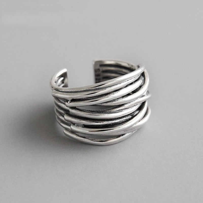 Erica - Adjustable Multi-Layer Silver Ring