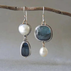 Claire - Classic Blue Stone and Pearl Earrings