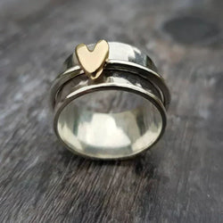 Clara  - Retro Heart Drop Silver Ring
