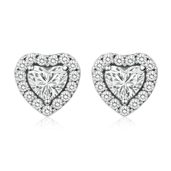 Luna - Heart Earrings in White Gold