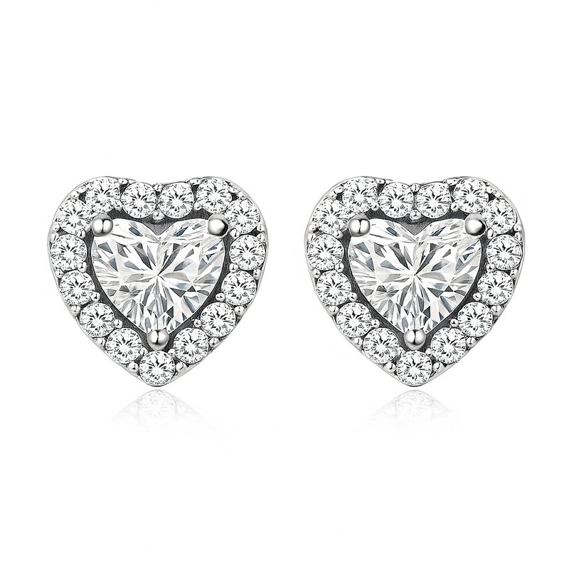 Luna - Heart Earrings in White Gold