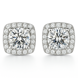Amelia - White Gold Iced Glamour Earrings
