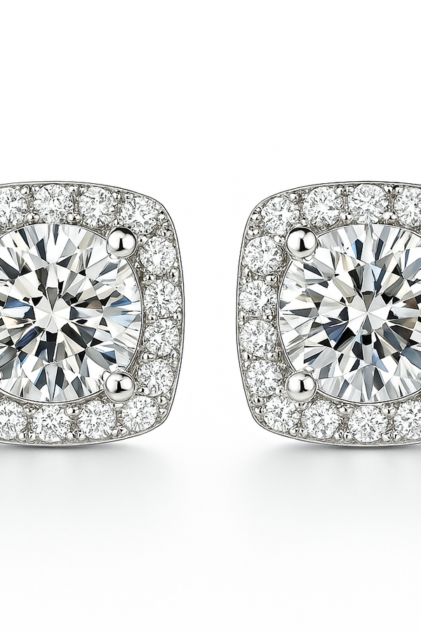 Amelia - White Gold Iced Glamour Earrings