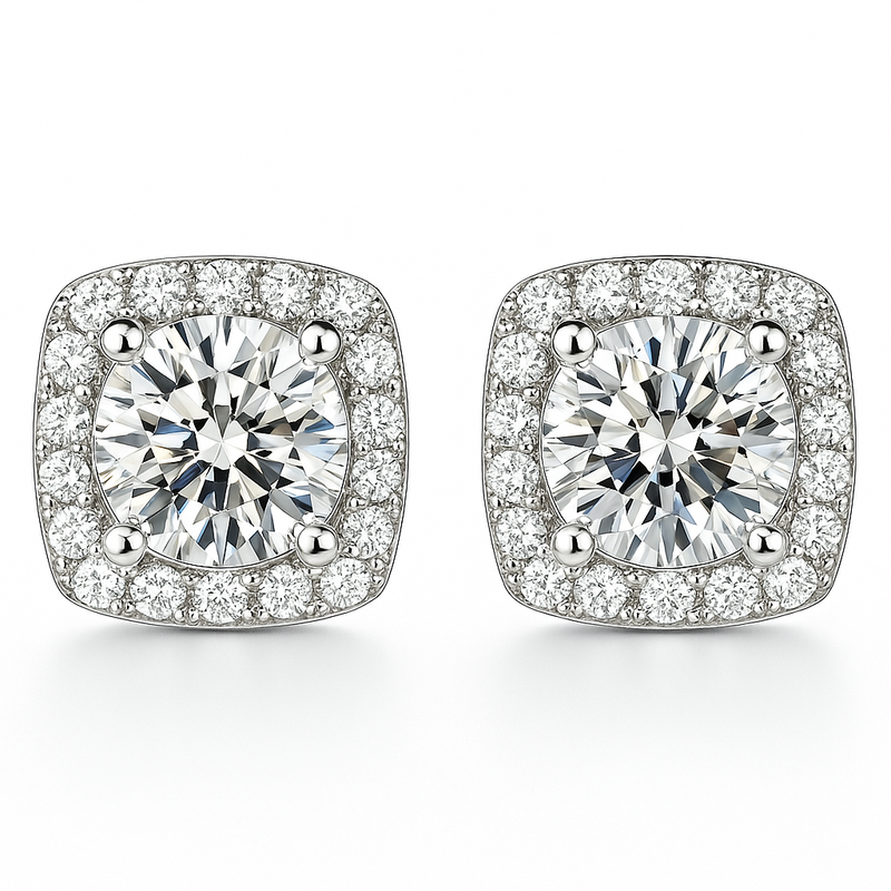 Amelia - White Gold Iced Glamour Earrings