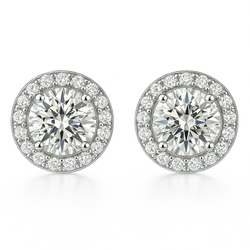 Elowen - White Gold Glacé Glamour Round Earrings