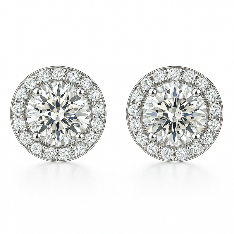 Elowen - White Gold Glacé Glamour Round Earrings