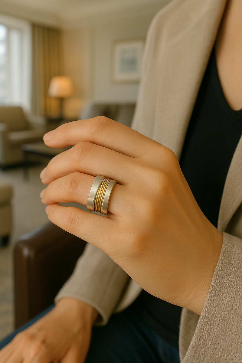 Evalora - Ring with Silver and Gold Threads