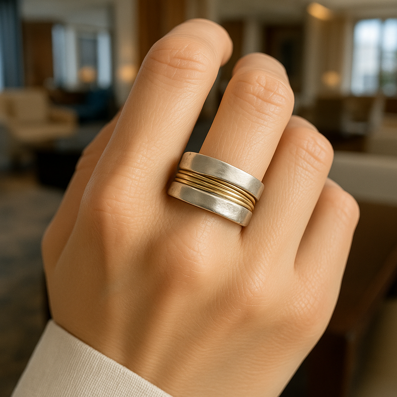 Evalora - Ring with Silver and Gold Threads