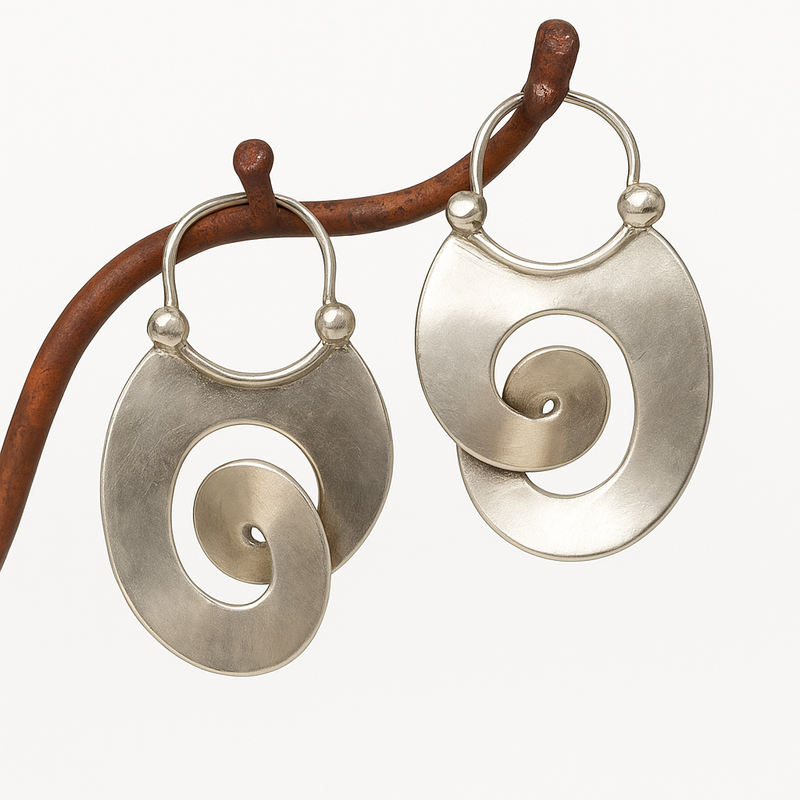 Brooke - Retro Silver Twisted Earrings