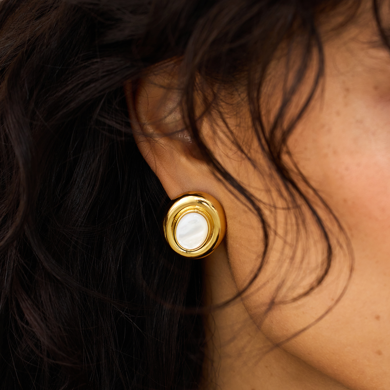 Giselle - Gold Pearl Earrings