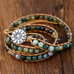 Flower Harmony Bracelet with Green Agate