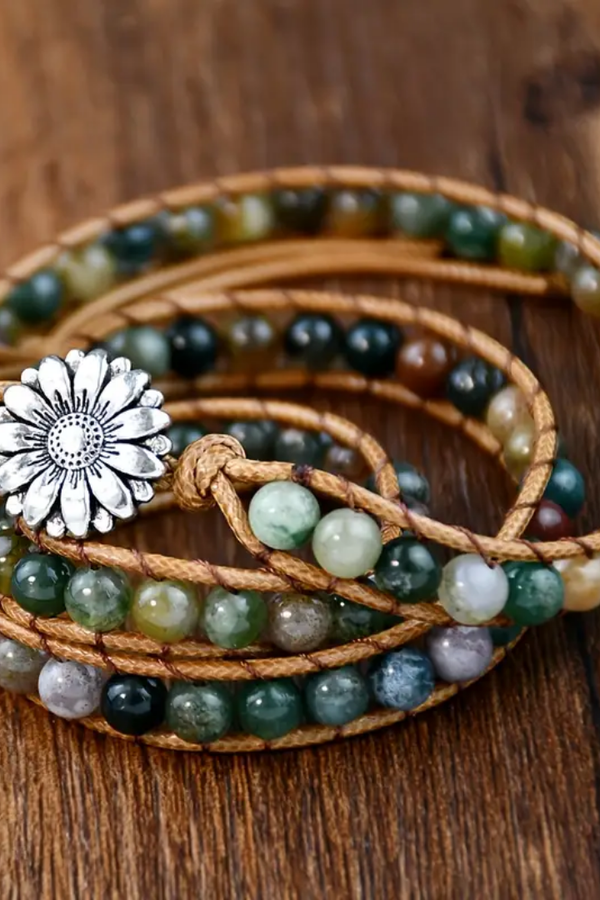 Flower Harmony Bracelet with Green Agate