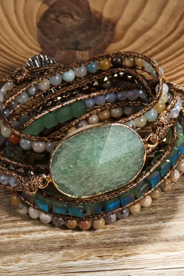Prosperity Wrap Bracelet in Green Aventurine