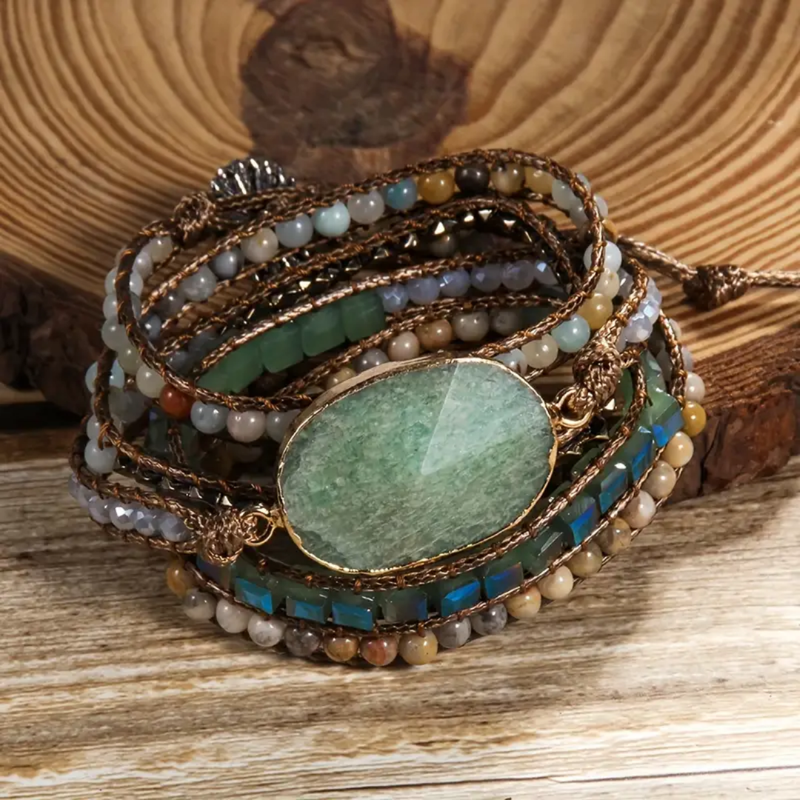 Prosperity Wrap Bracelet in Green Aventurine