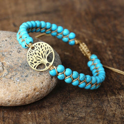 Chloe - Handcrafted Turquoise Stone Tree of Life Bracelet