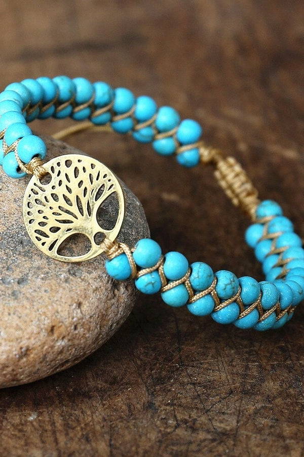 Iris - Handcrafted Tree of Life Bracelet Featuring Turquoise Gemstone