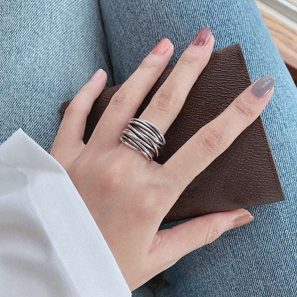 Erica - Adjustable Multi-Layer Silver Ring