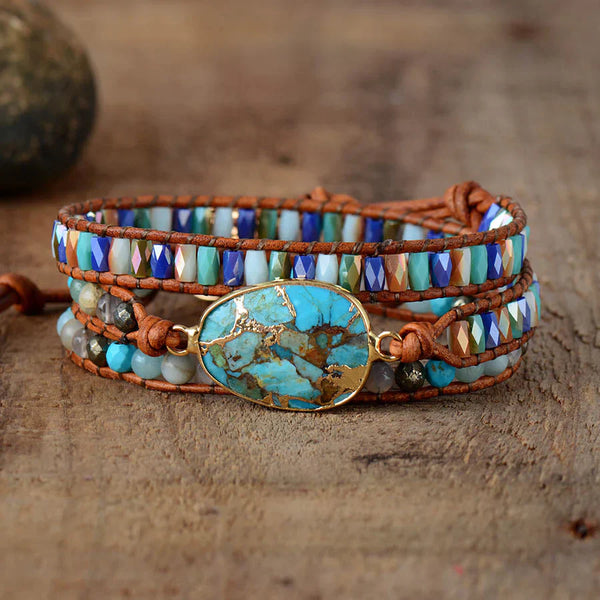Artisan Crafted Turquoise Leather Bracelet